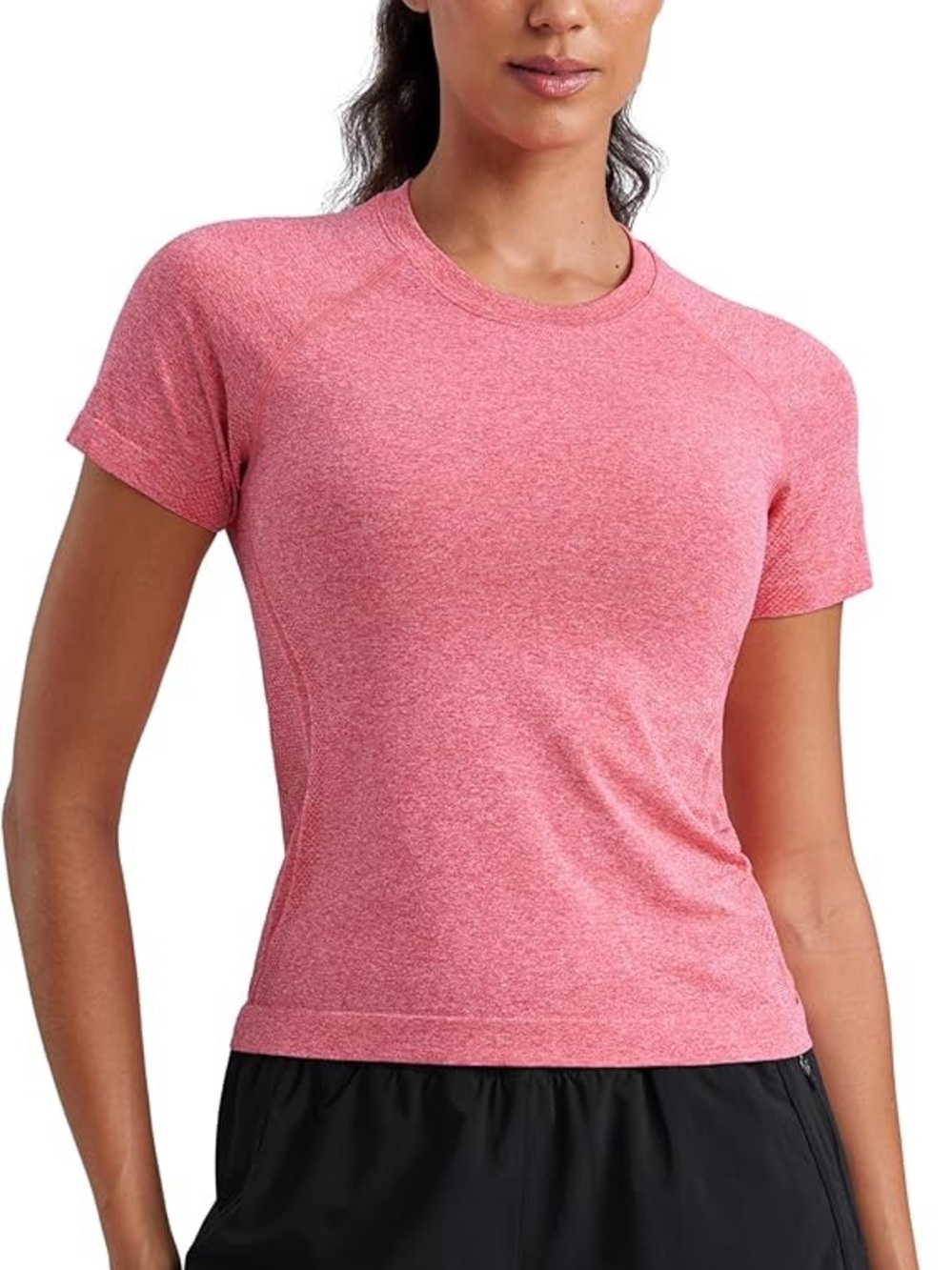 CRZ Yoga Waist length Workout Yoga Tee Shirt Red Heather Size Medium